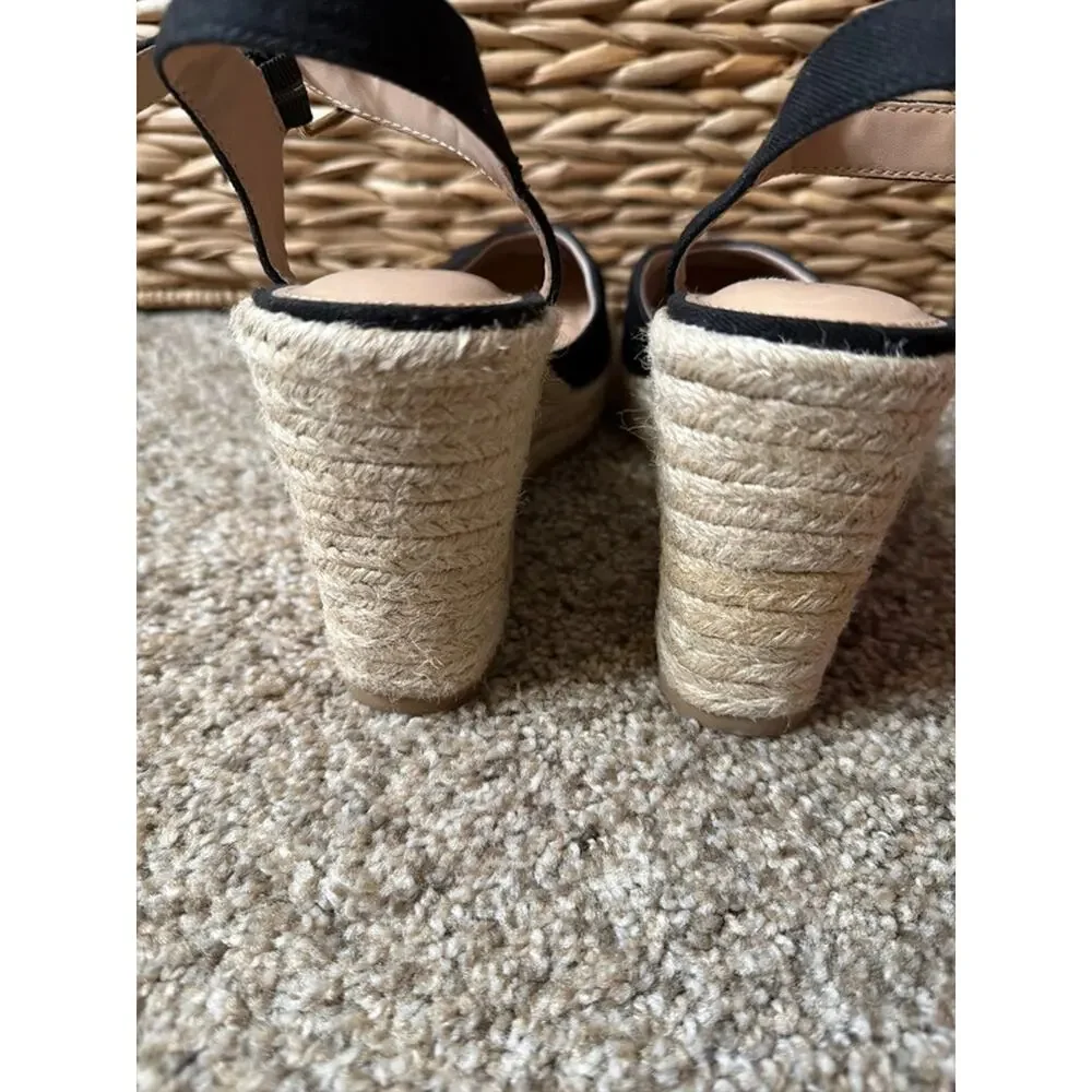 Time and Tru black wedge espadrille 10 641